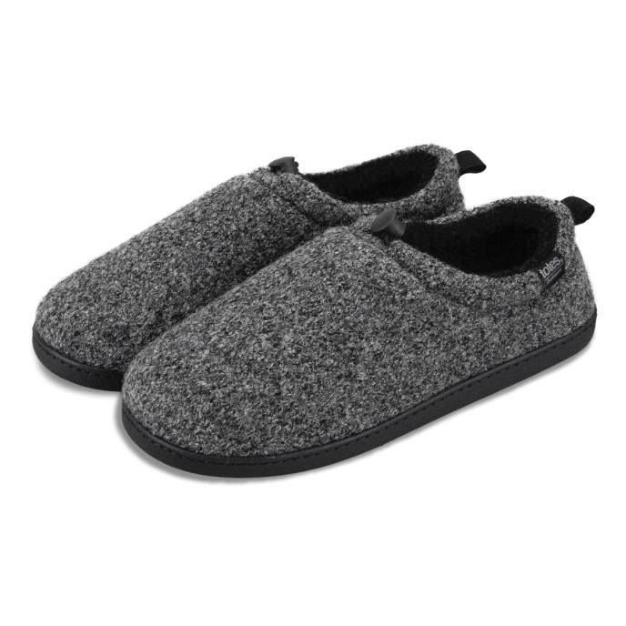 Isotoner® Mens Felt Full Back Slipper With Pull Toggle Grey Extra Image 1